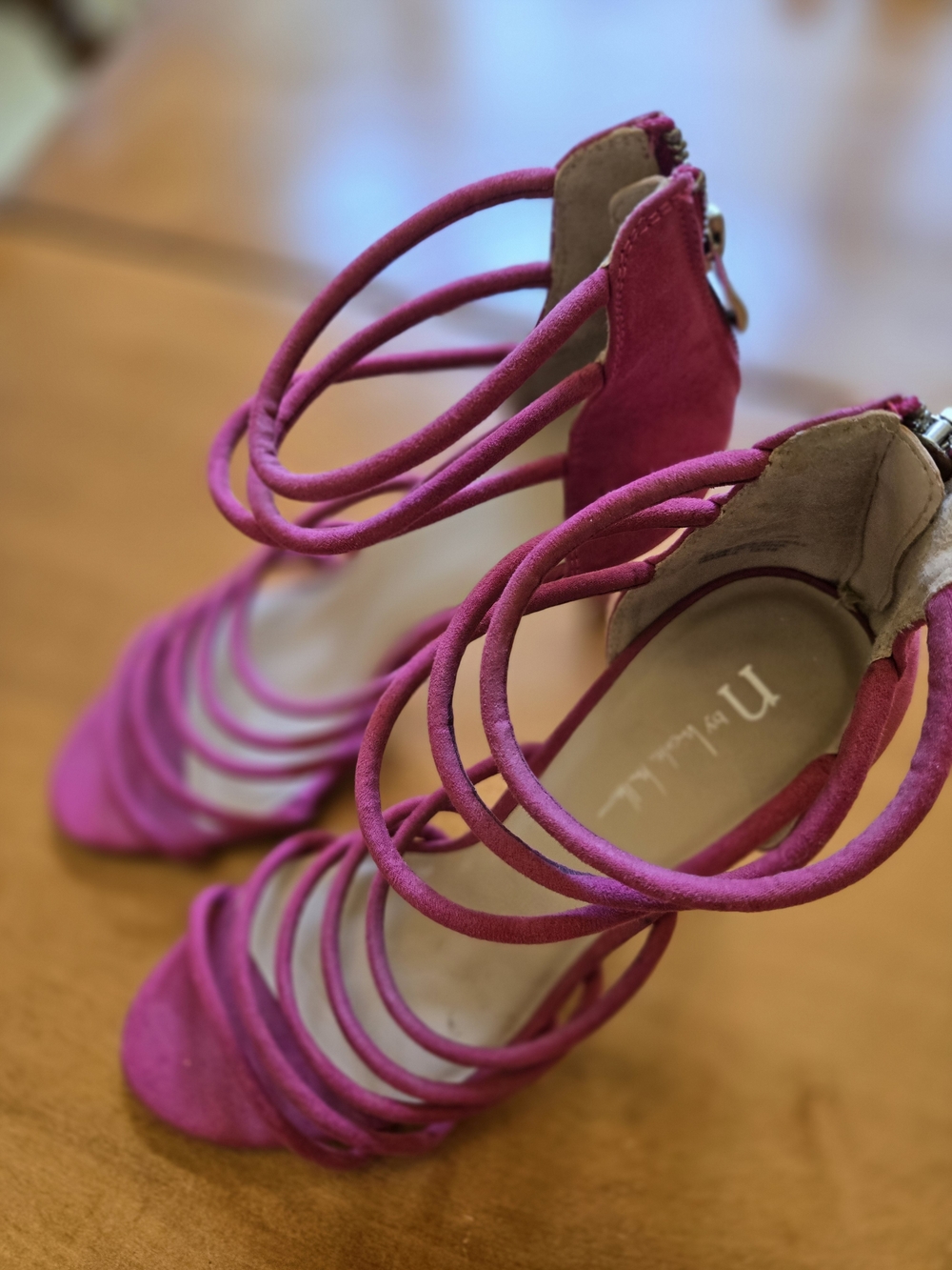 Nicole Miller Magenta Multi-Strap High Heel Sandals
